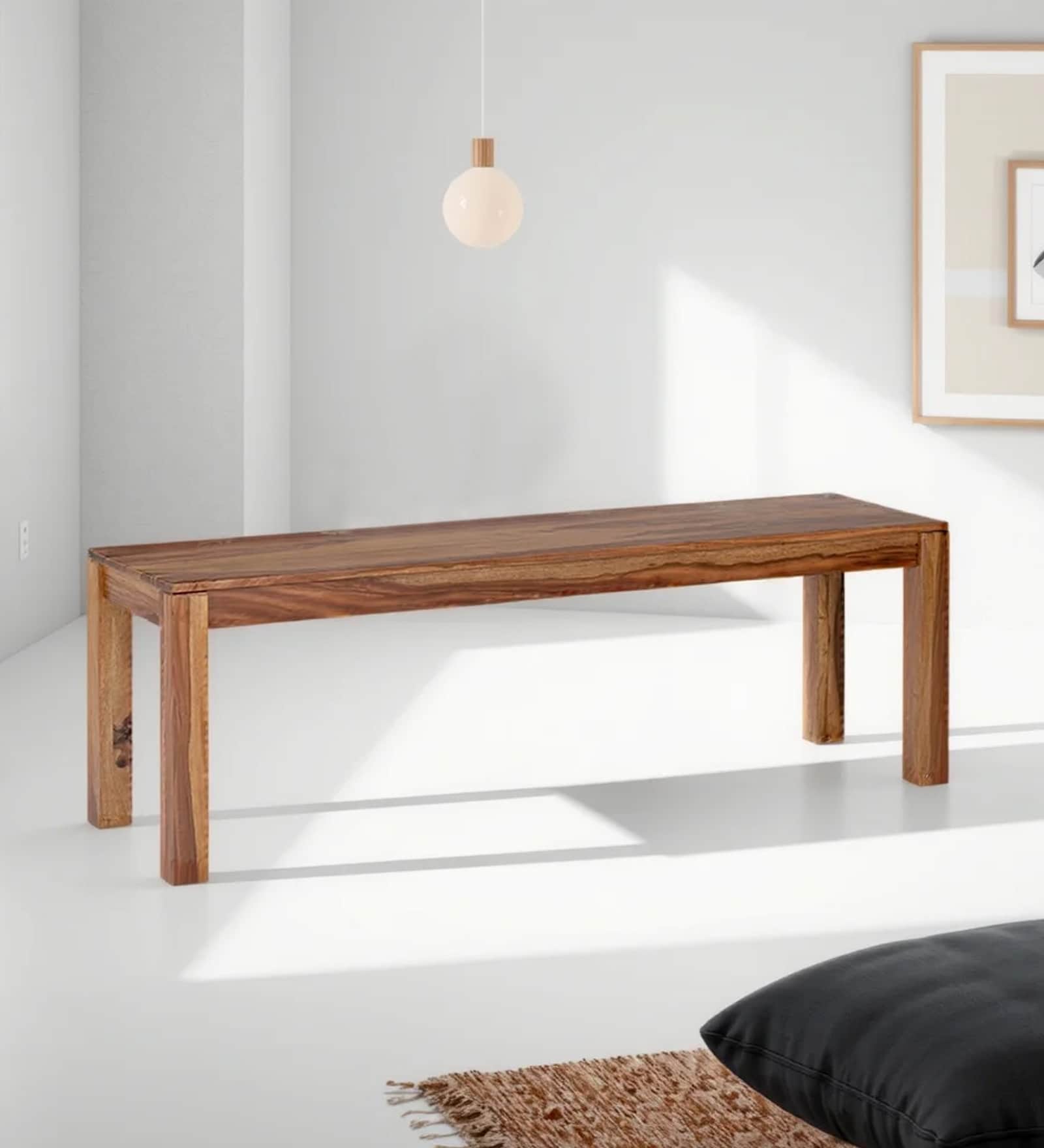 Terence Sheesham Wood Dining Bench In Brown Finish