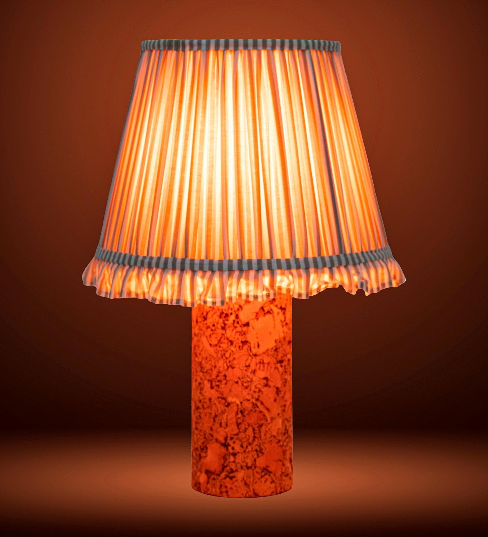 Beige Terra Column Table Lamp in Natural Cork with Lampshade