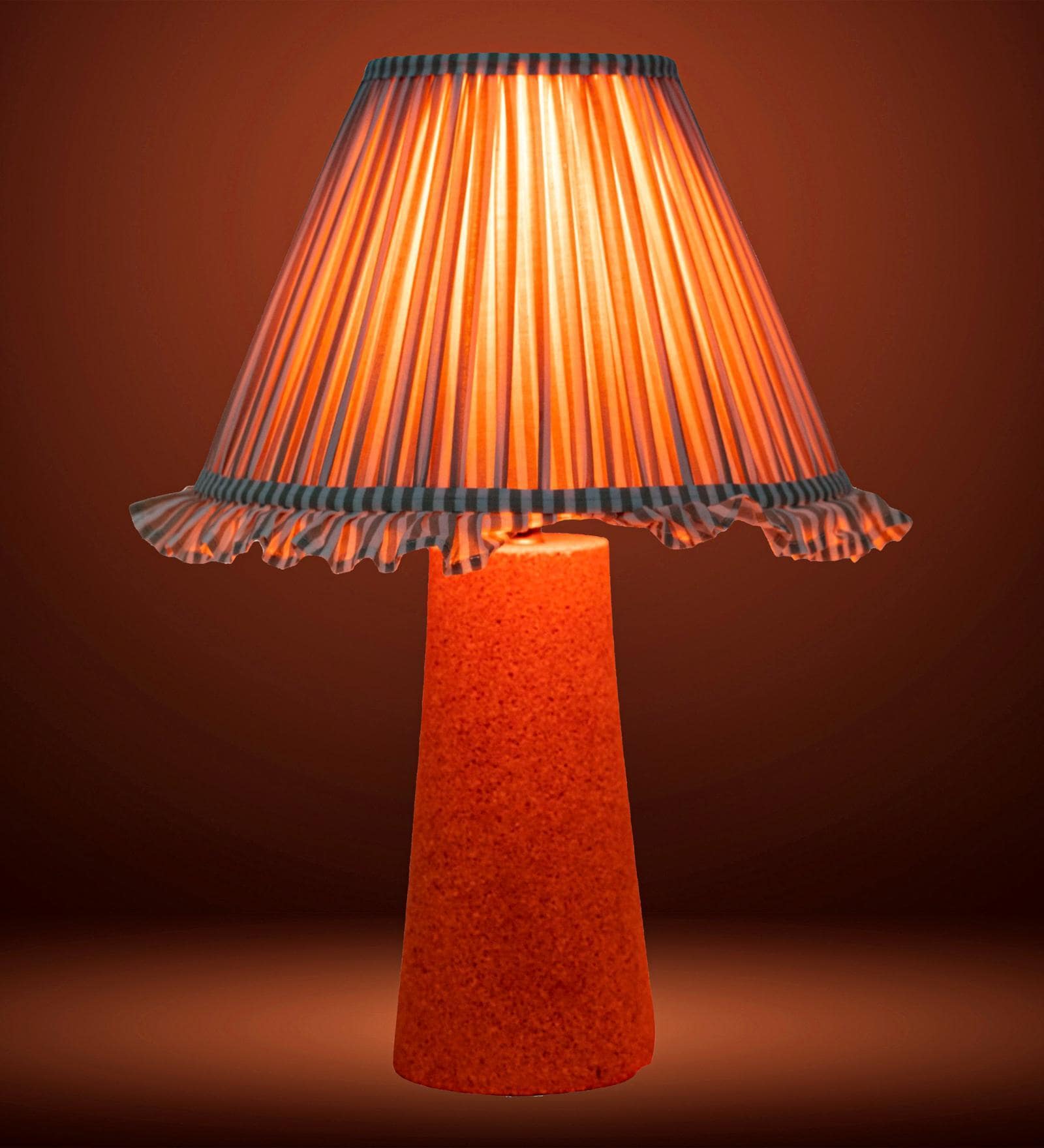 Beige Terra Conica Table Lamp in Natural Cork with Lampshade