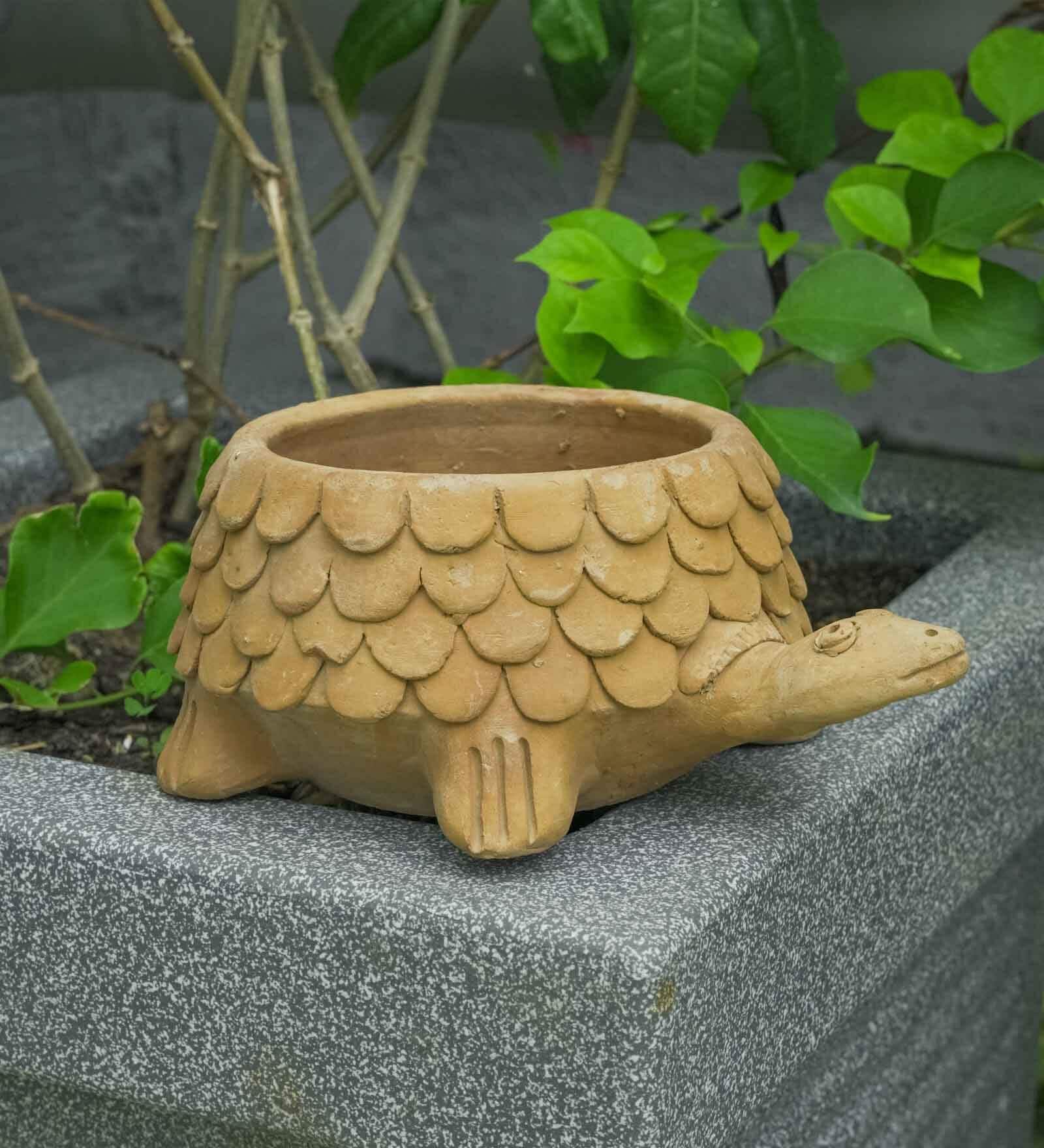 Brown Terra Tortoise Clay Planter