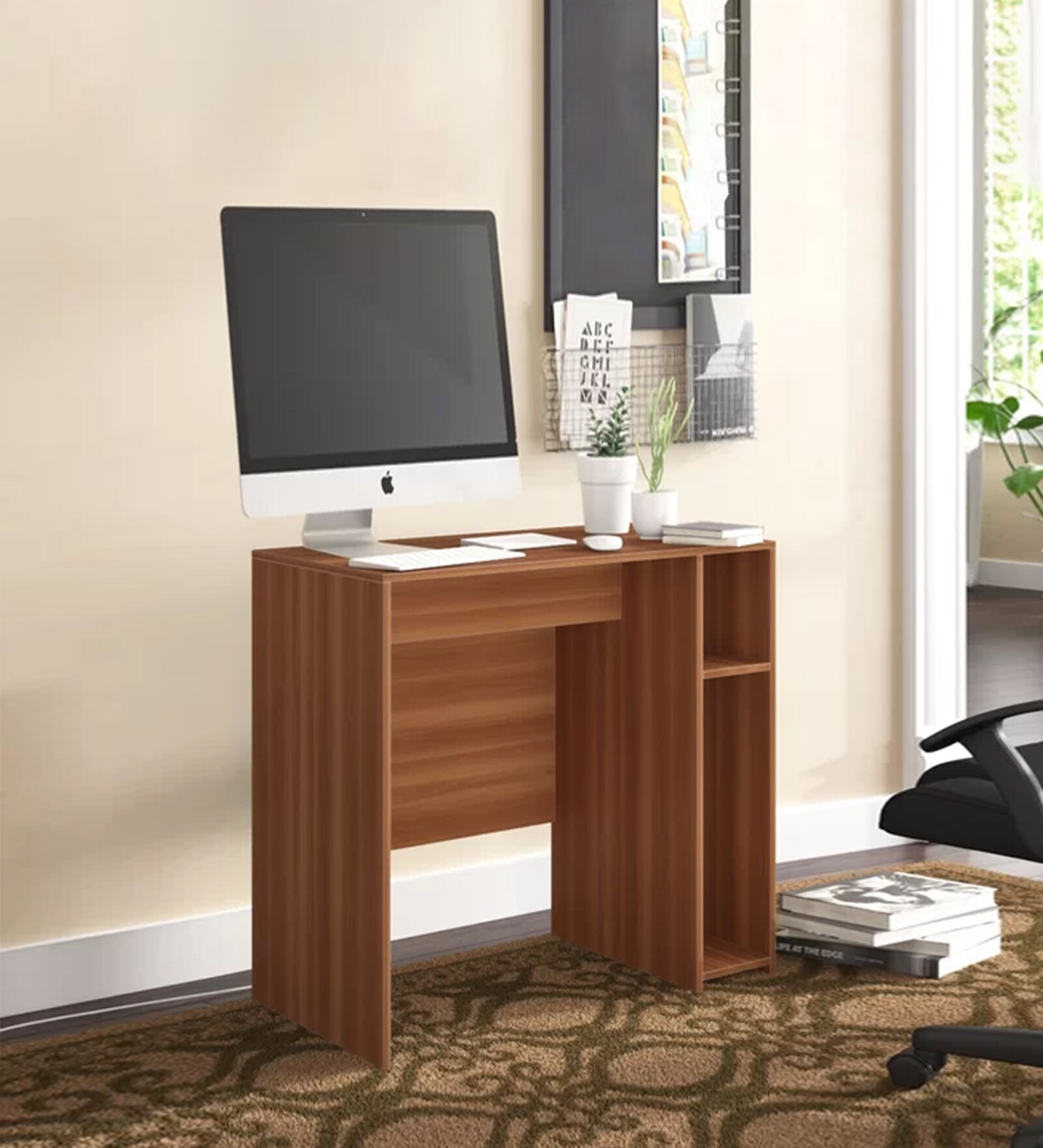 Terry Computer Table in Classic Planked Walnut Colour