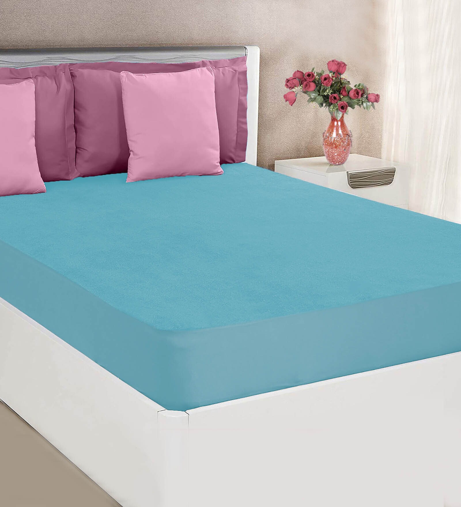 Buy Terry (75x48) Cotton Waterproof Queen Size Mattress Protector in