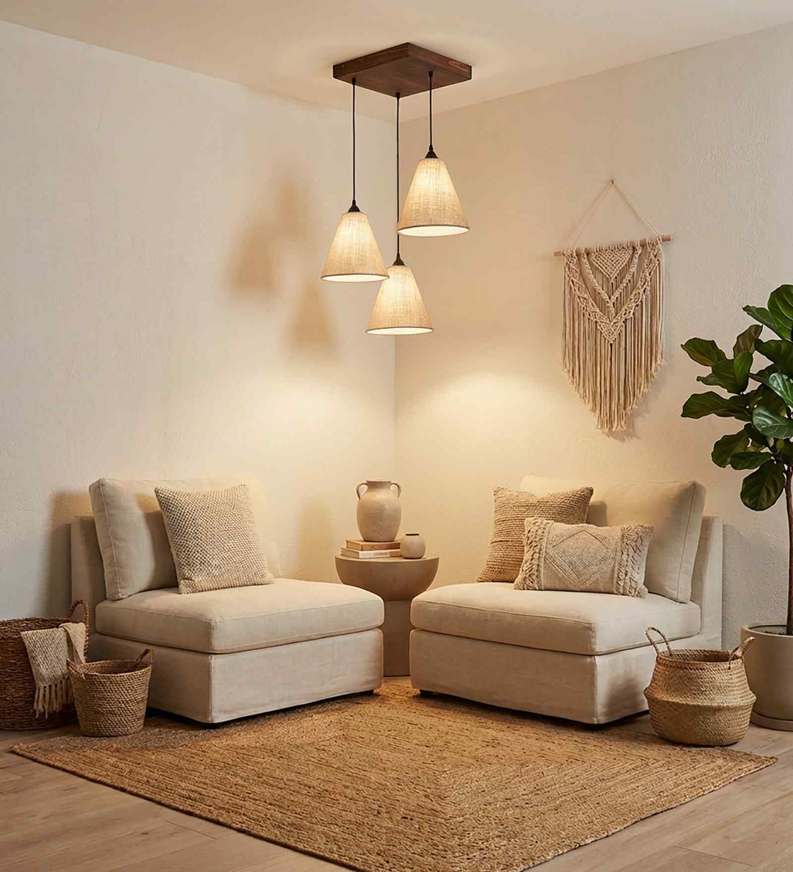 Terzo Jute Shade Cluster Hanging Light