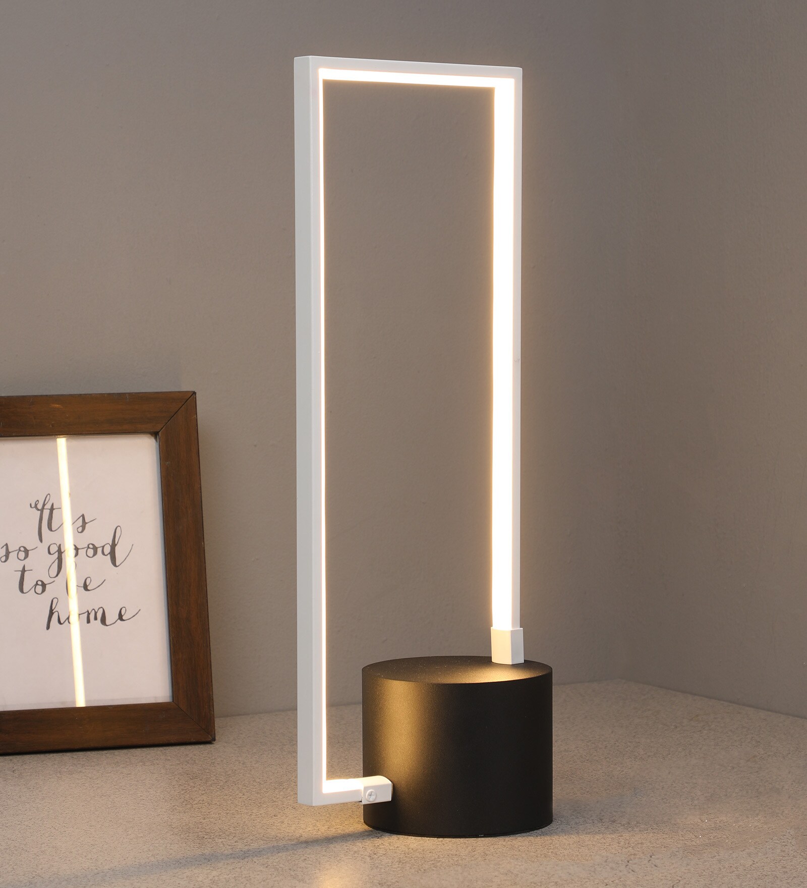 Tesora White Metal Shade Table Lamp with Black Base