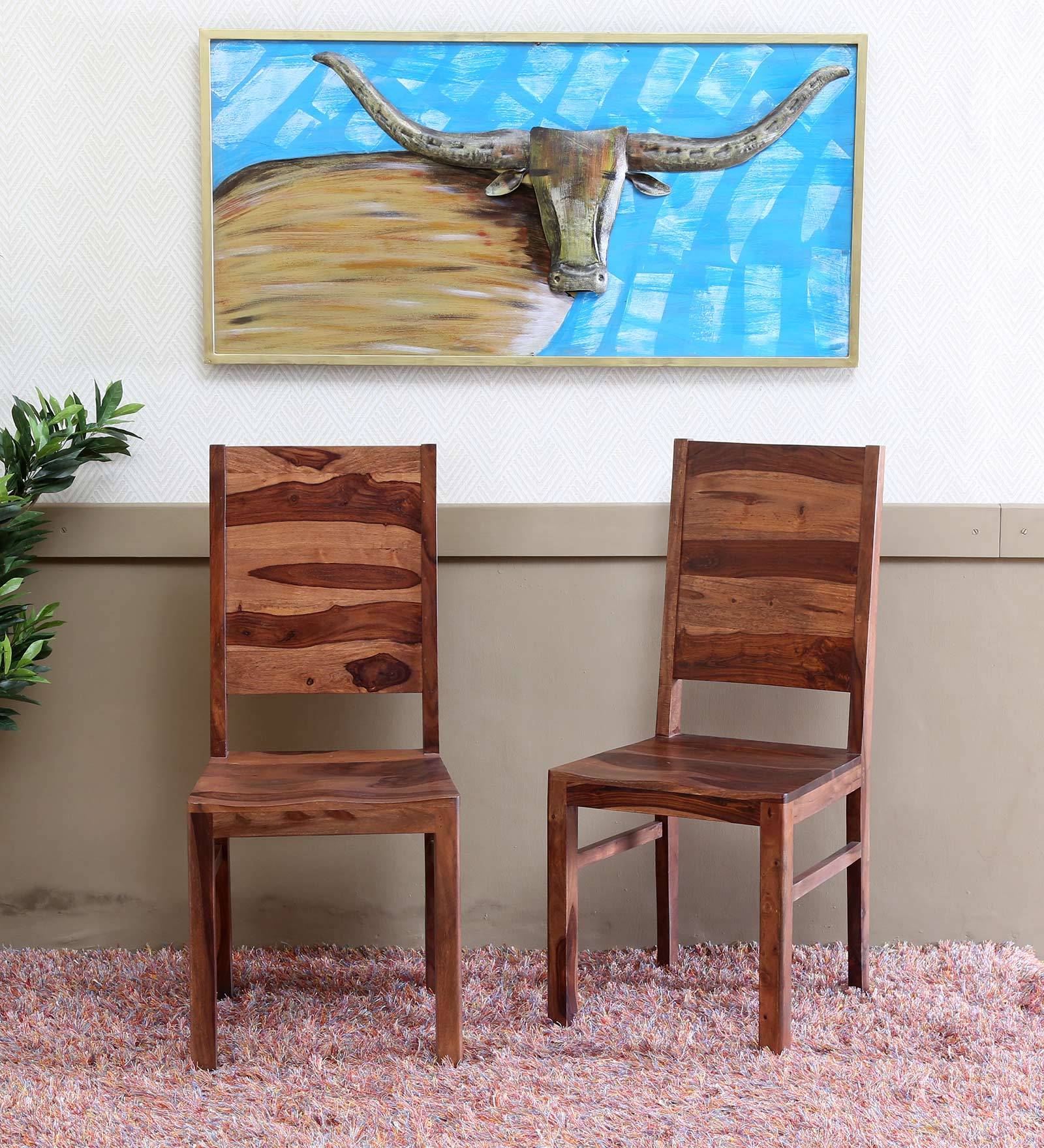 Tessereact Chair Buy Tesseract Sheesham Wood Dining Chairs (Set of 2) in Warm Walnut ...