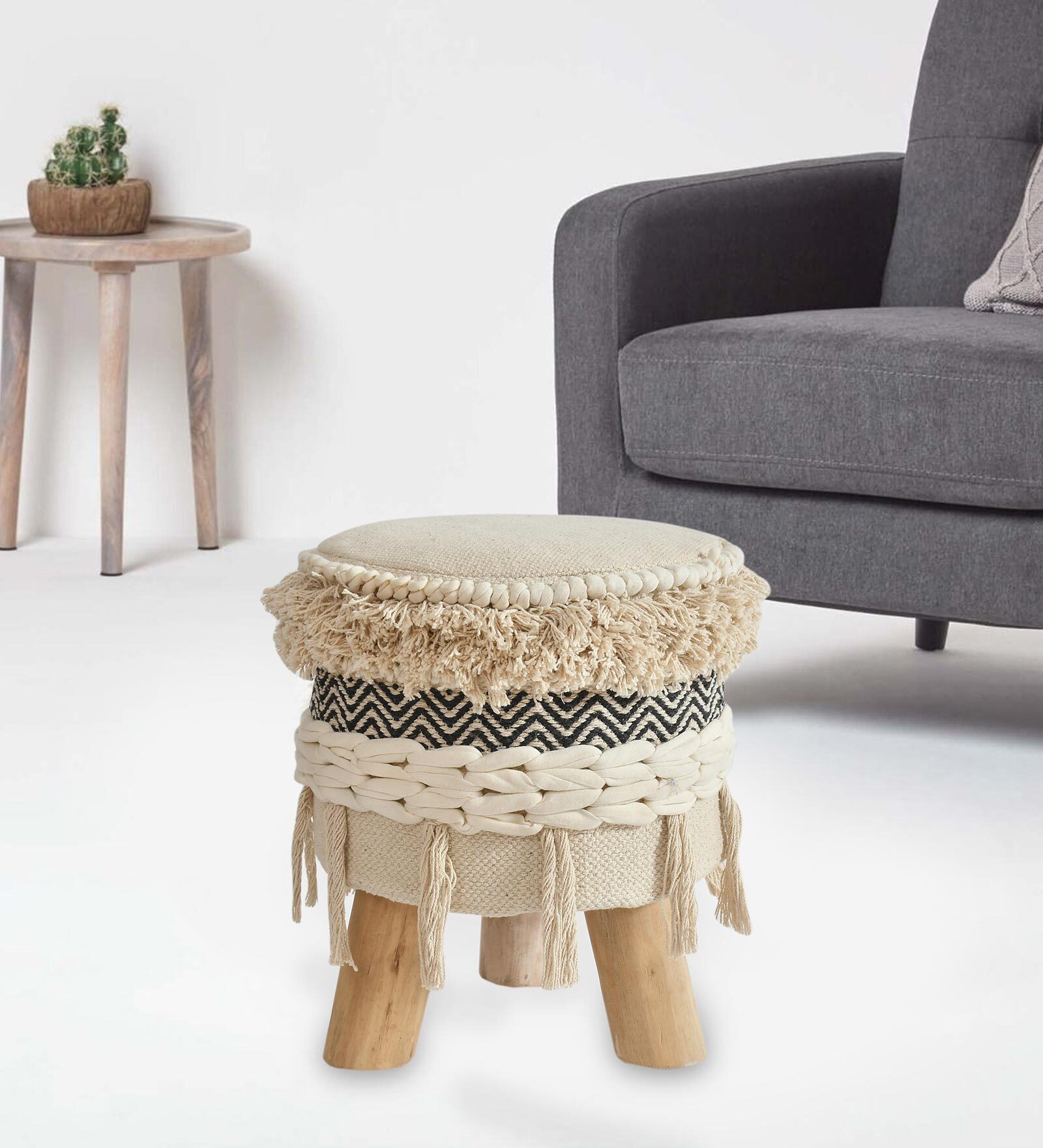Teviston Fabric Foot Stool in Multi Colour