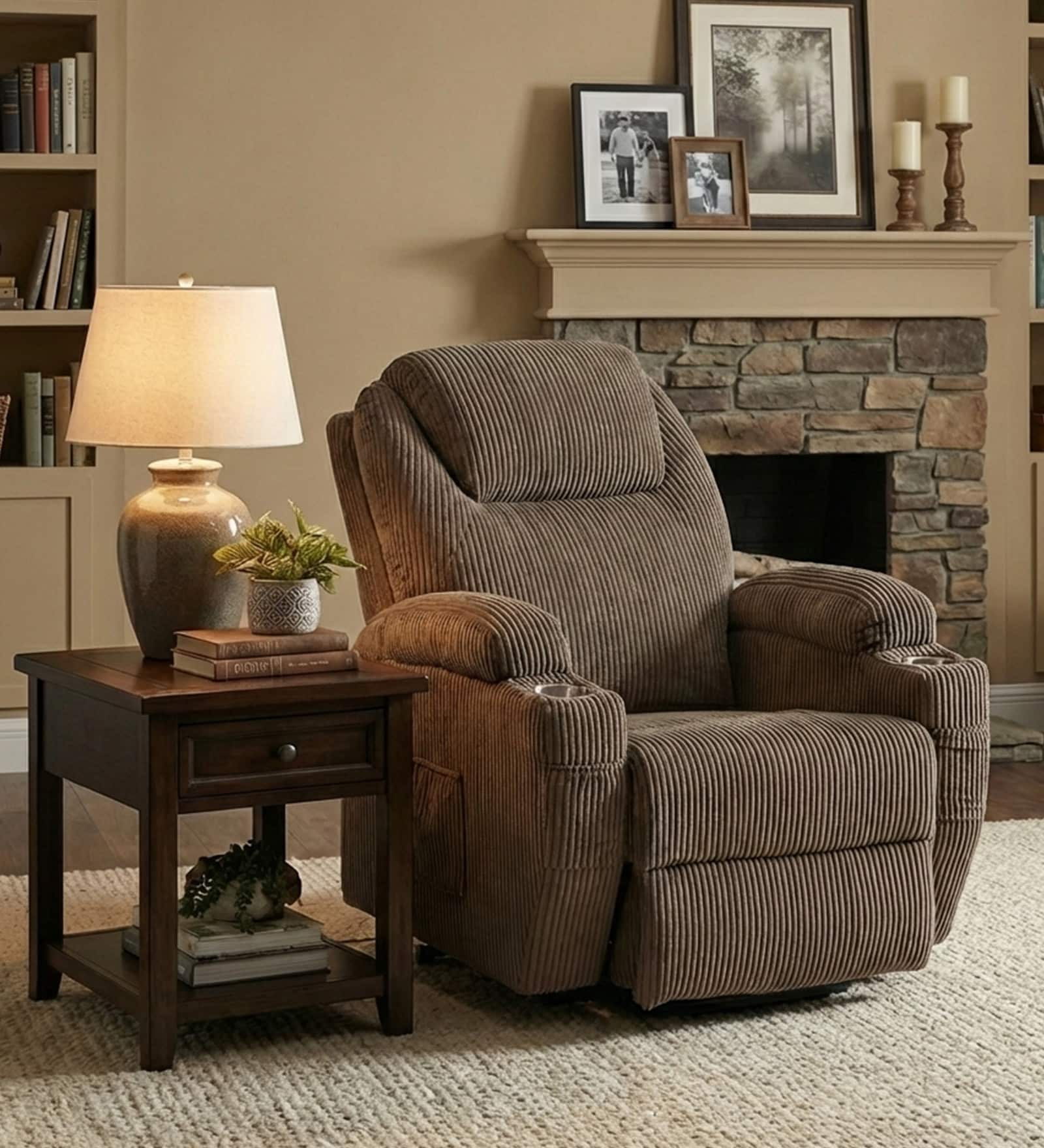 Texas American Fabric 1 Seater Recliner In Brown Colour