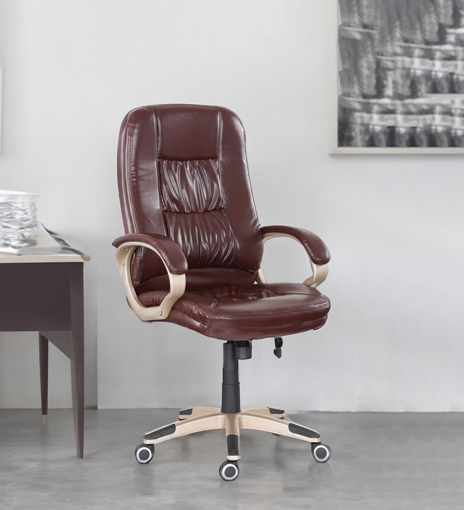 Texas American Leatherette Computer Chair In Black Colour