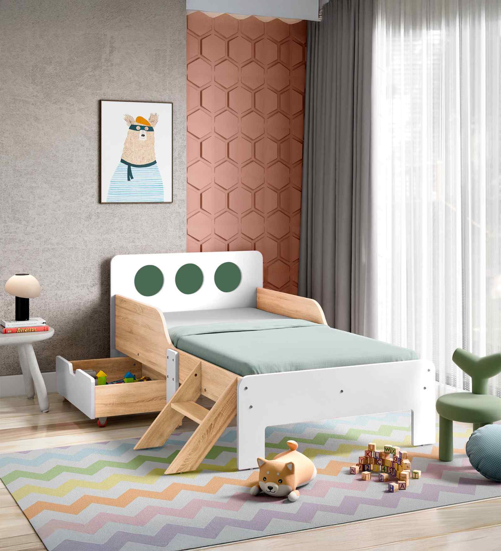 Texas Kids Single Bed with Drawer Storage In White Finish