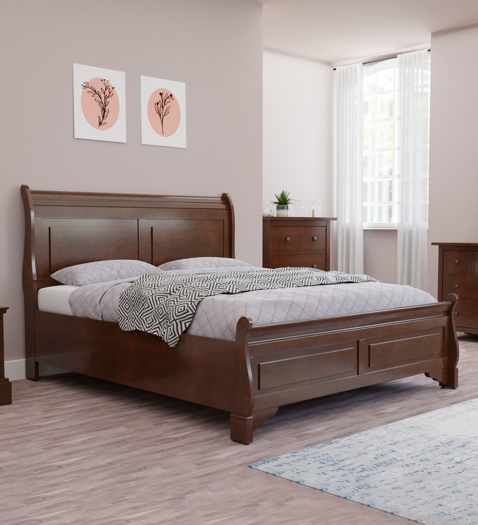 Buy Texas Solid Wood King Size Bed Without Storage In Brown Colour at ...