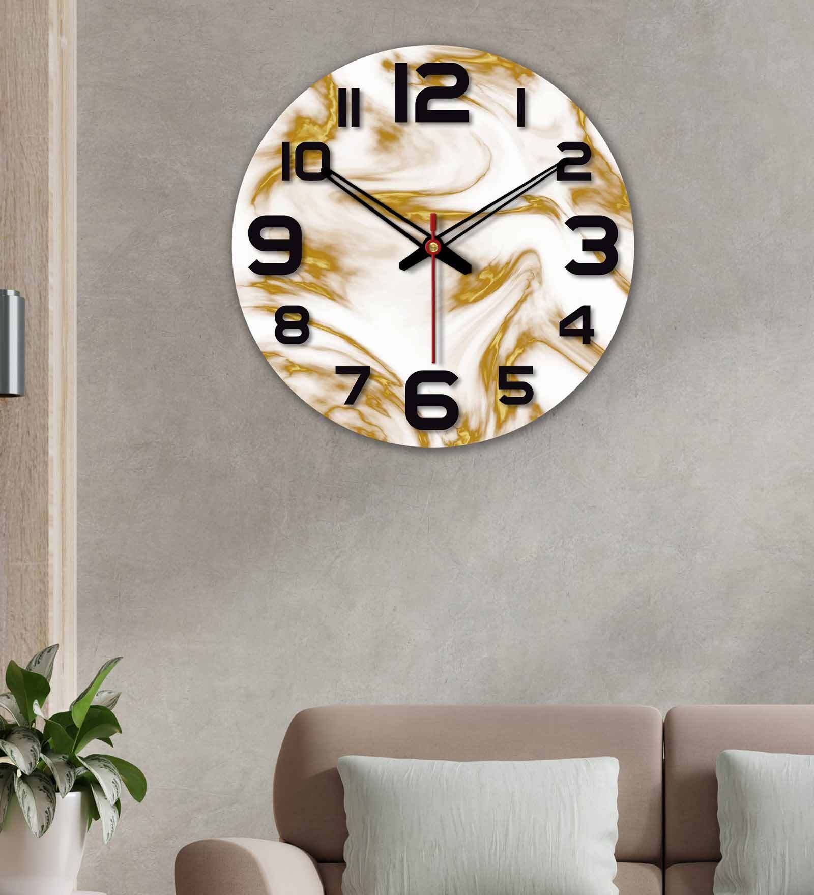 Texture Design Printed  Wood Wall Clock In Brown