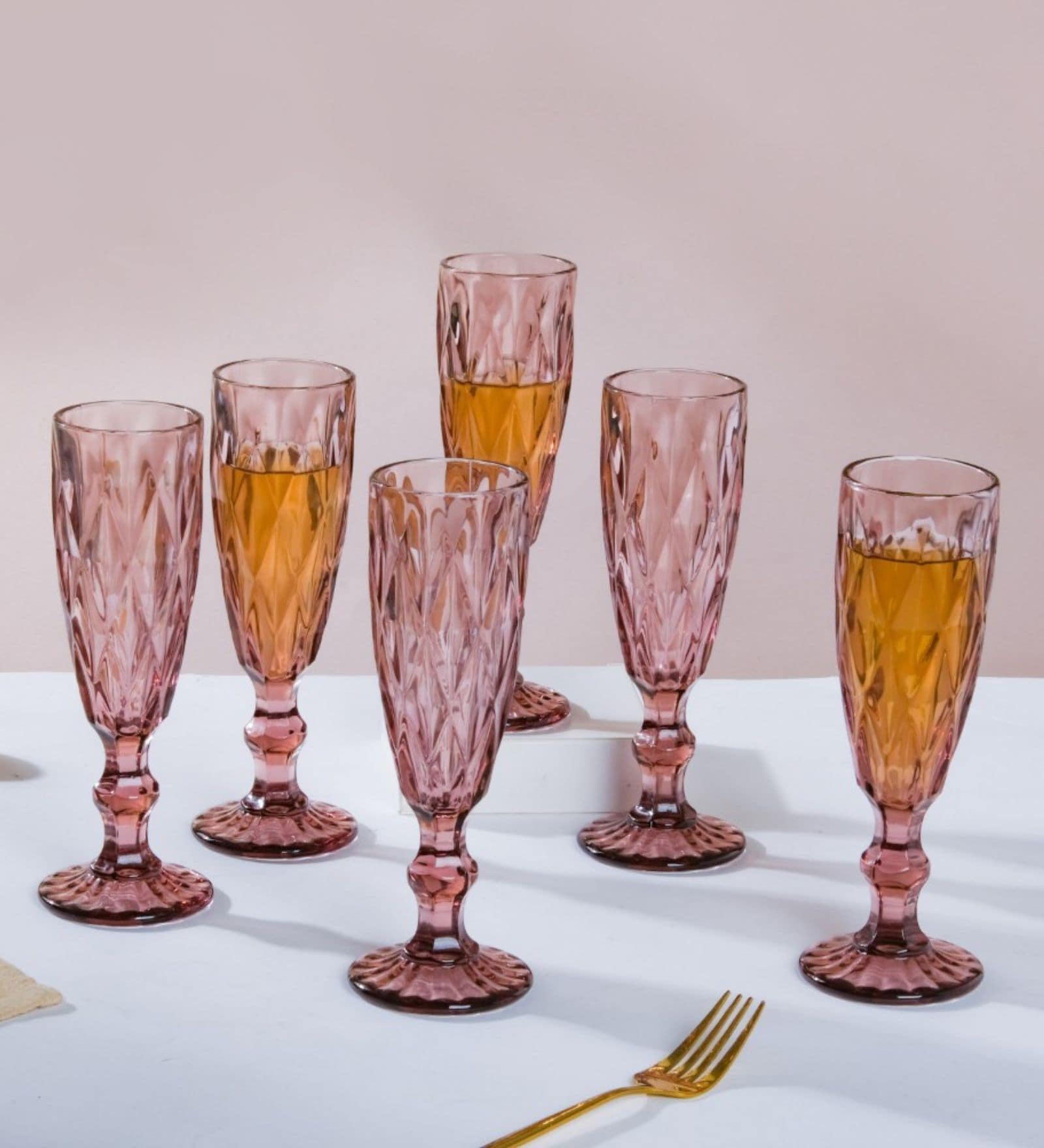 Textured 150ml Purple Crystal Glass (Set of 6) Champagne Glass