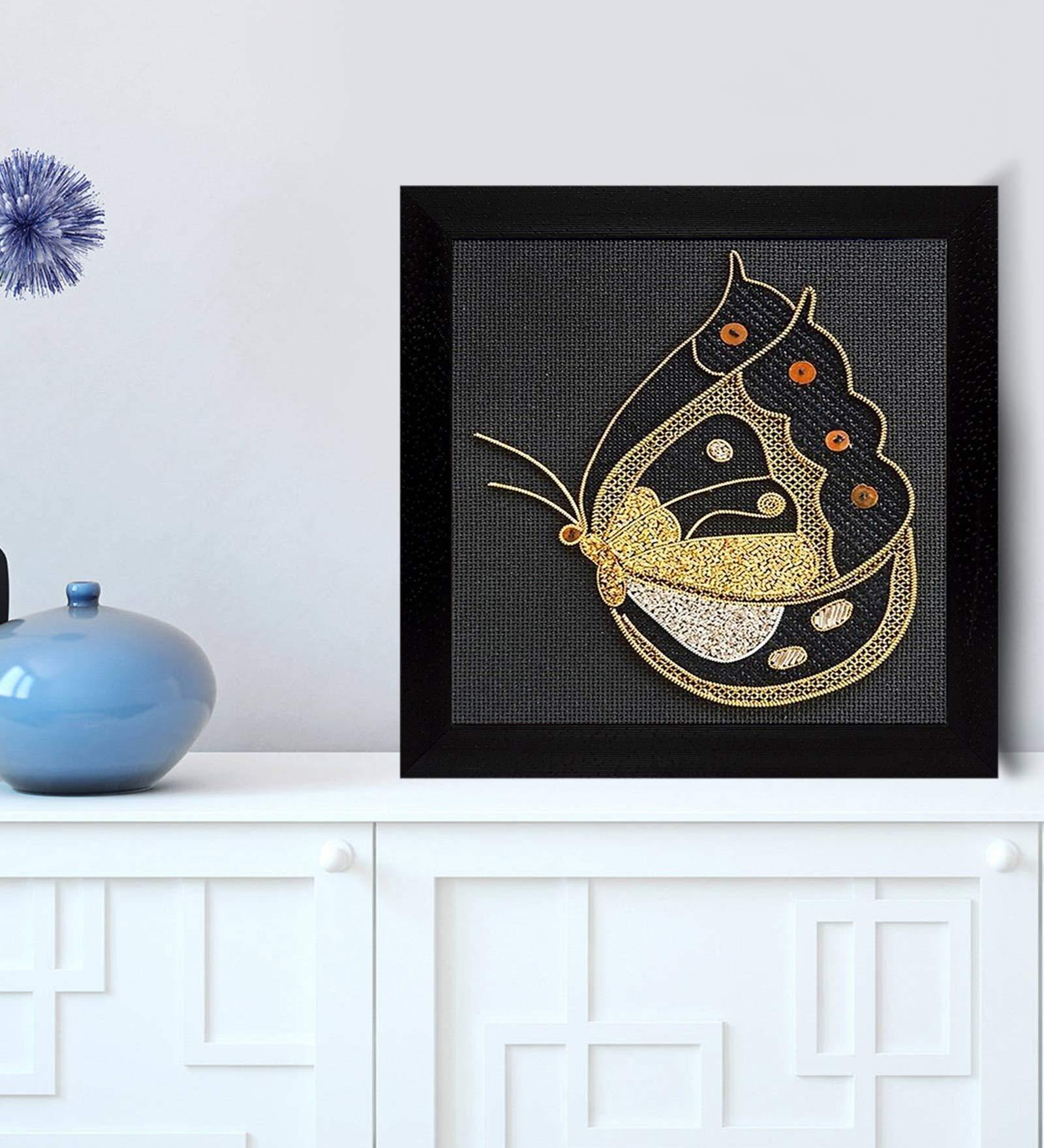 Textured Paper Wood Framed Art Print In Black