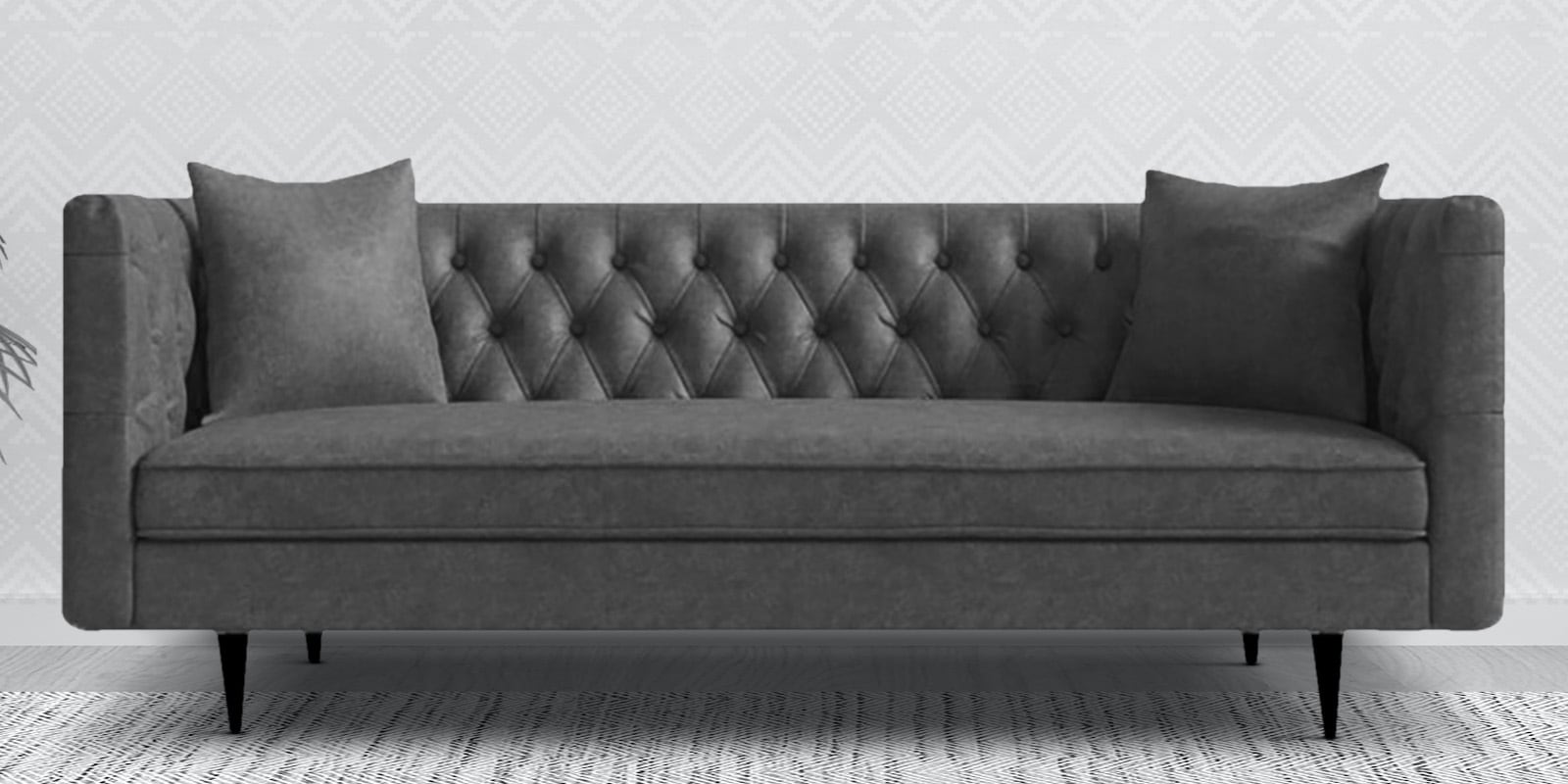 Tonga Leatherette 3 Seater Sofa in Lama Grey Colour