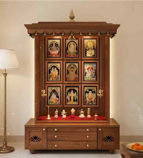 Aadhyatmik Teak Wooden Pooja Mandir