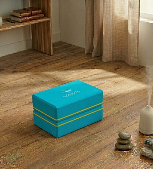 Teal Blue Rubber Yoga Block