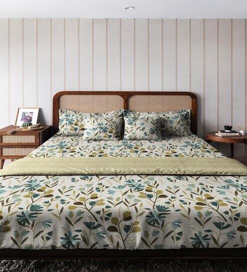 Teal Cotton Floral 80 GSM Double Bed Dohar
