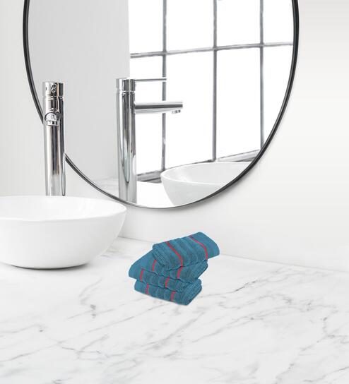 Teal Cotton Solid 550 GSM Face Towels