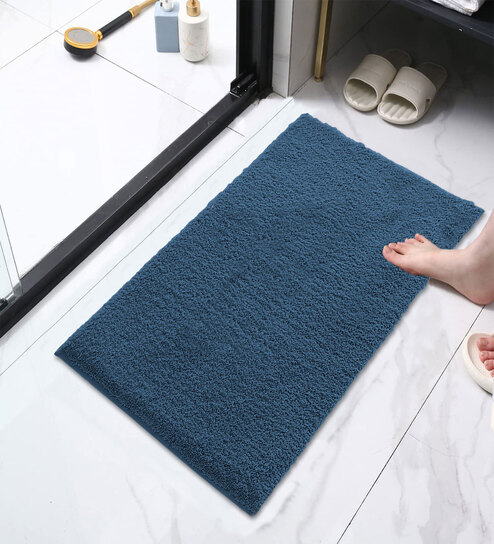 Teal Solid Microfibre 30x18 Inches Bath Mat