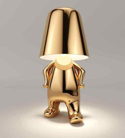 Teddy Gold Standing Figure Table Lamp Touch Control Dimmer 3C LED Type-C Chargeable Modern Decorative Bedside Lamp