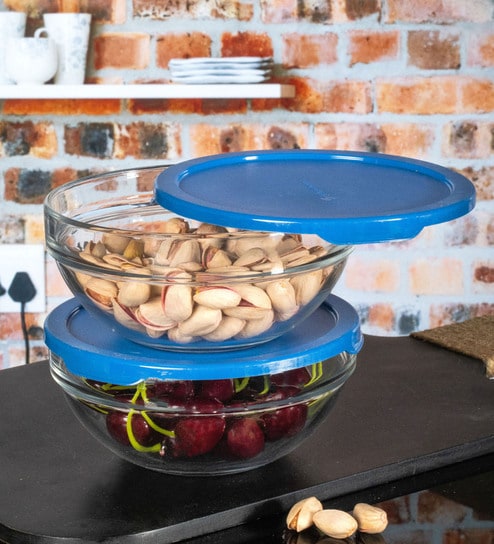Tempered Round Container with Lid (Set of 2pcs)