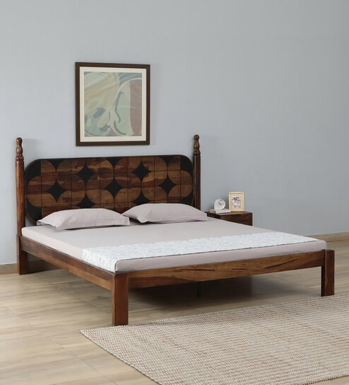 Tenaya Sheesham King Size Bed In Scratch Resistant Provincial Teak Finish