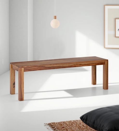 Terence Sheesham Wood Dining Bench In Brown Finish