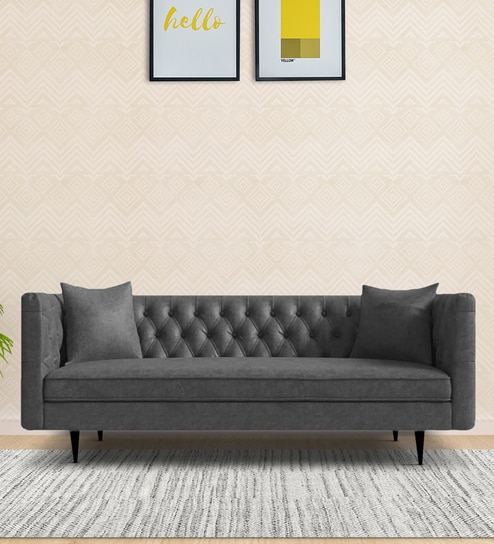 Tonga Leatherette 3 Seater Sofa in Lama Grey Colour