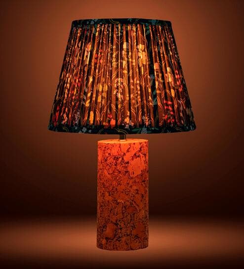 Blue Terra Column Table Lamp in Natural Cork with Lampshade