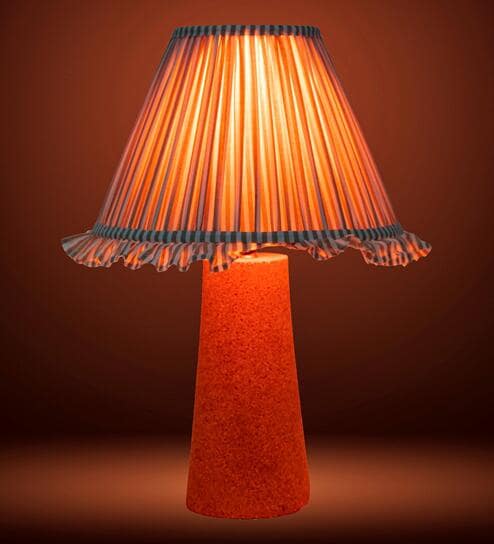 Beige Terra Conica Table Lamp in Natural Cork with Lampshade