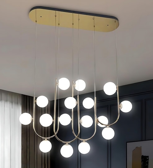 Terra Modern Chandelier with G9 Bulb, Branching Linear Design with Glass Globes, Smart Ceiling Chandelier Light, Google Alexa Compatible, Luxury Lighting for Living Room Bedroom Hall Dining