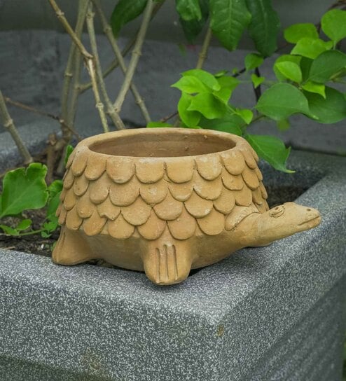 Brown Terra Tortoise Clay Planter