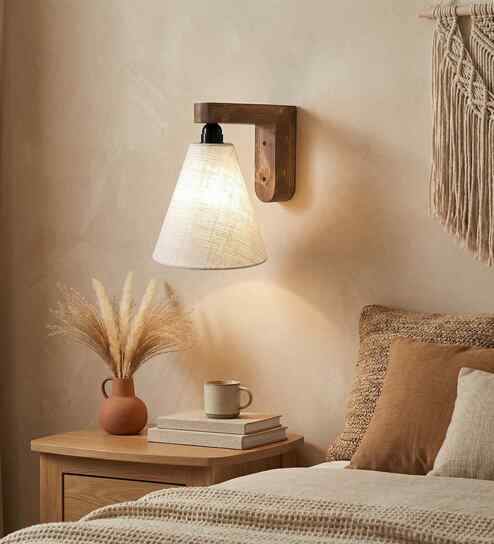 Terzo Jute Shade Solid Wood Wall Sconces