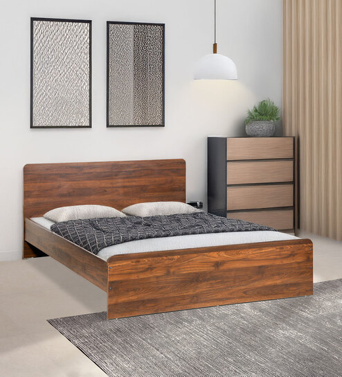 Teshio Queen Size Bed in Columbian Walnut Finish