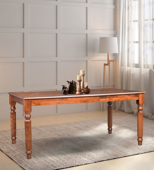 Texas 6 Seater Dining Table In Brown color