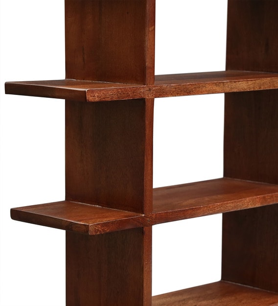 Buy Sheesham Wood Book Shelf in Provincial Teak Finish by Mywood furniture Online Modern Wall