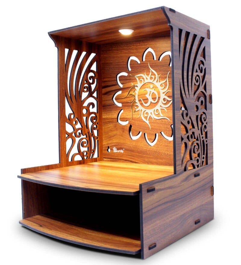 Buy Teak Finish Wooden Home Temple By Heartily Online Mandirs