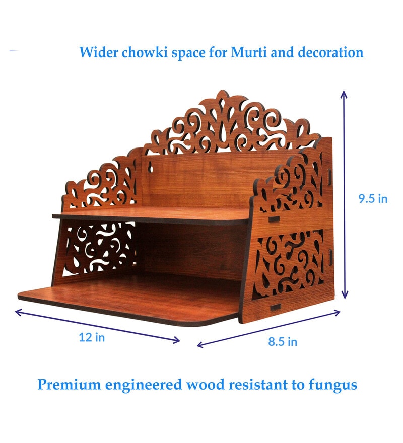 Buy Teak Finish Wooden Home Temple By Heartily Online Pooja Shelves