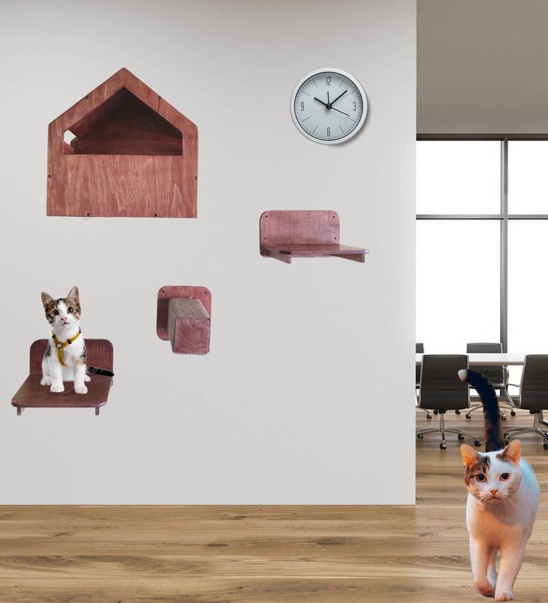 Buy Wall Mounted Cat House In Dark Brown Finish By Chota Pakoda Online