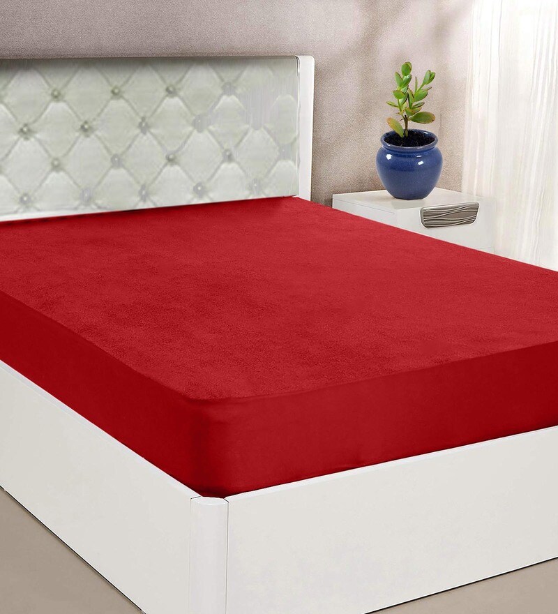Buy Terry Cotton Waterproof Single Size Mattress Protector by Divine Casa Online Single Size