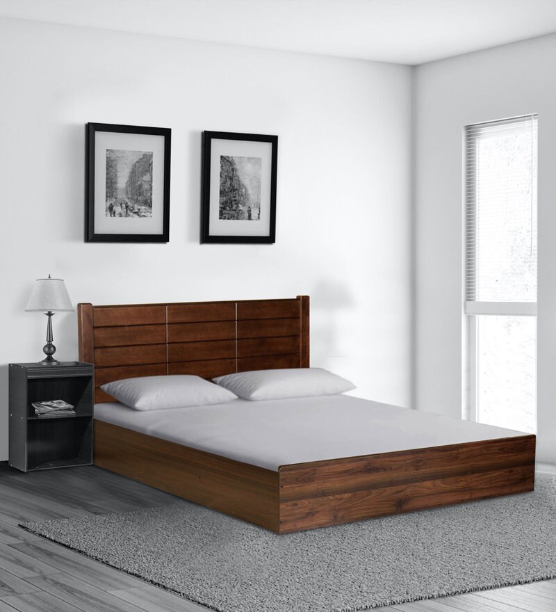 Buy Tetsu King Size Bed with Storage & Bedside Table in Walnut Finish