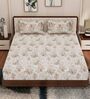 Green Floral 180 TC Polyester King Sized Bedsheet With 2 Pillow Covers