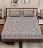 Grey Floral 180 TC Polyester King Sized Bedsheet With 2 Pillow Covers