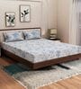 Blue Floral 180 TC Polyester King Sized Bedsheet With 2 Pillow Covers