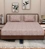 Brown Floral 180 TC Polyester King Sized Bedsheet With 2 Pillow Covers