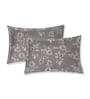 Grey Floral 180 TC Polyester King Sized Bedsheet With 2 Pillow Covers