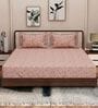 Peach Floral 180 TC Polyester King Sized Bedsheet With 2 Pillow Covers