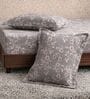 Grey Floral 180 TC Polyester King Sized Bedsheet With 2 Pillow Covers
