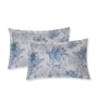Blue Floral 180 TC Polyester King Sized Bedsheet With 2 Pillow Covers