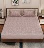 Brown Floral 180 TC Polyester King Sized Bedsheet With 2 Pillow Covers
